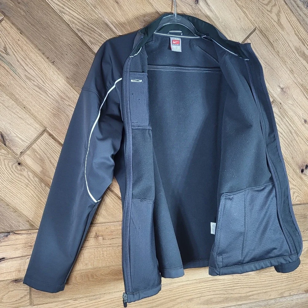 Nike Jacket Mens Size XXL Full Zip Fleece Lined Softshell Piping Gray